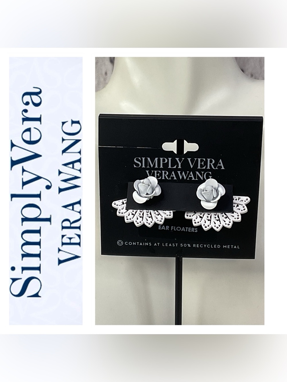 🌟🌟 Simply Vera Vera Wang White Floral Ear Floaters